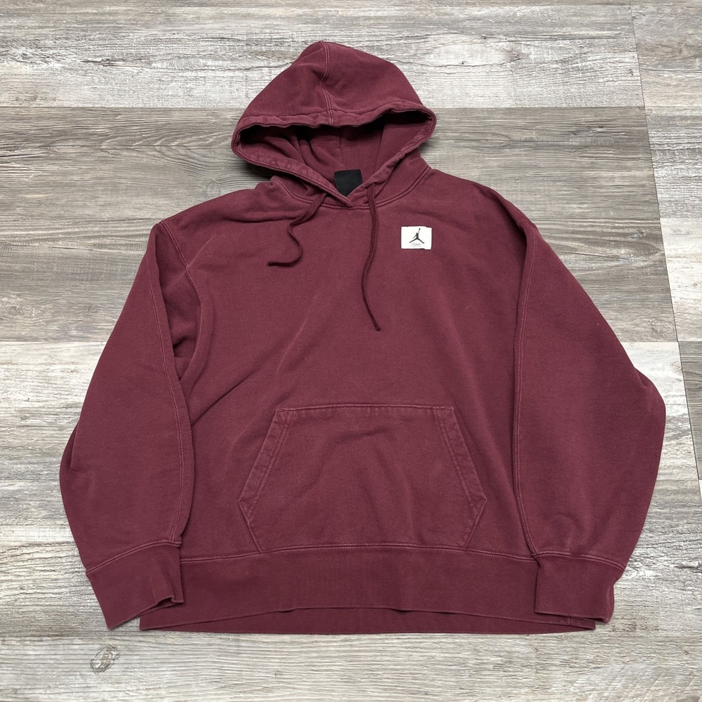 Jordan Flight Fleece Womens Size M Oversized Fit Pullover Hoodie Burgundy Red
